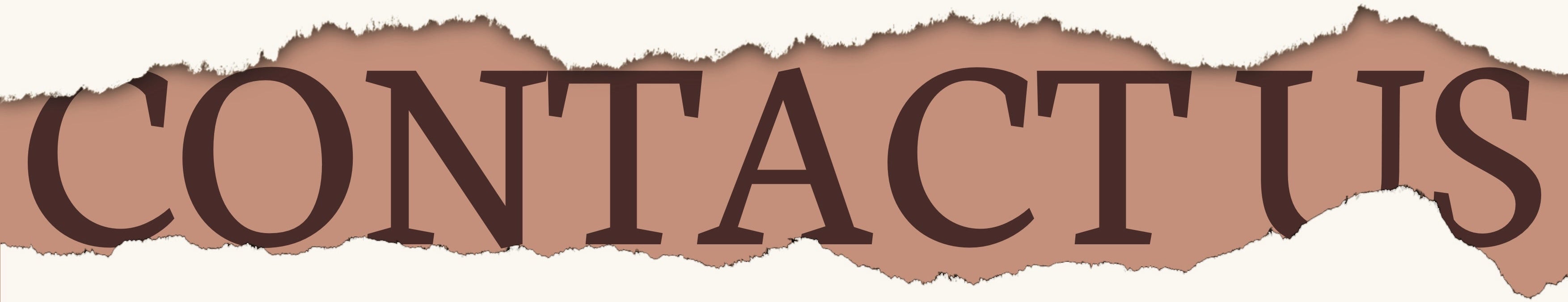 Text 'CONTACTUS' on a torn brown paper background